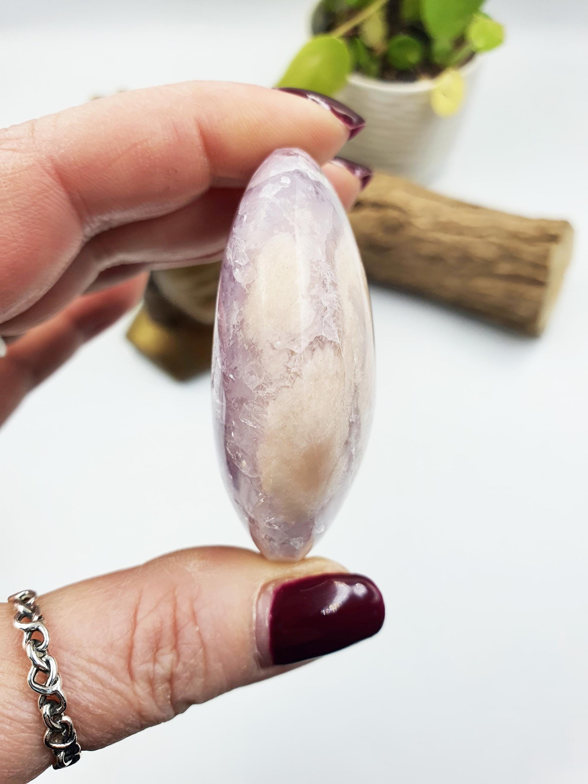 Rare High Grade Pink Amethyst druzy Palm with large teeth