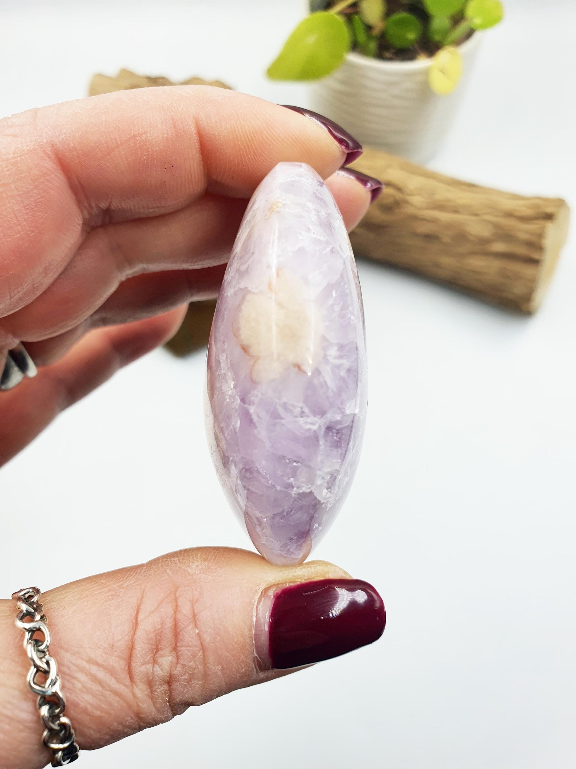 Rare High Grade Pink Amethyst druzy Palm with large teeth