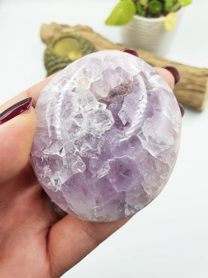 Rare High Grade Pink Amethyst druzy Palm with large teeth