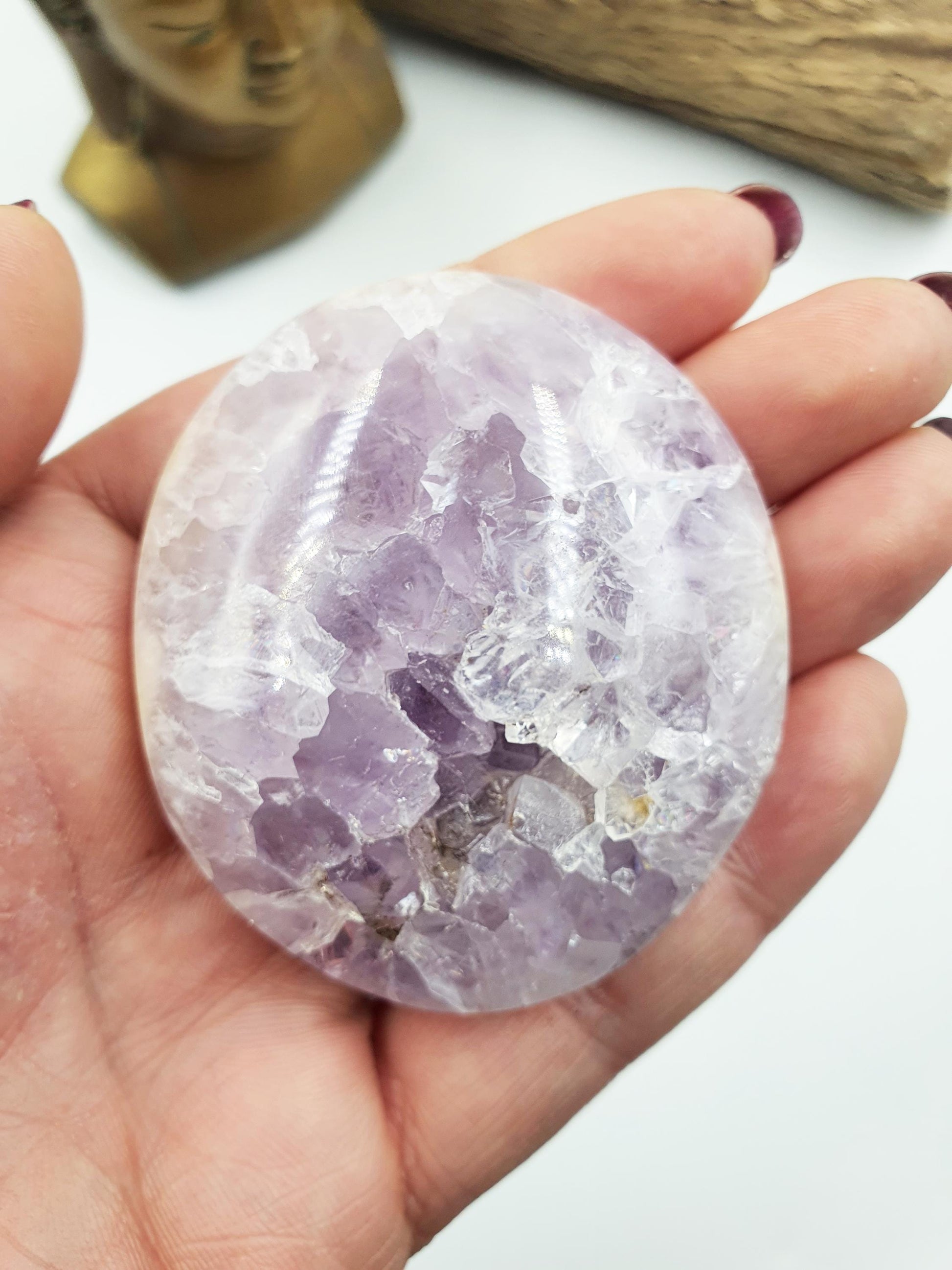 Rare High Grade Pink Amethyst druzy Palm with large teeth