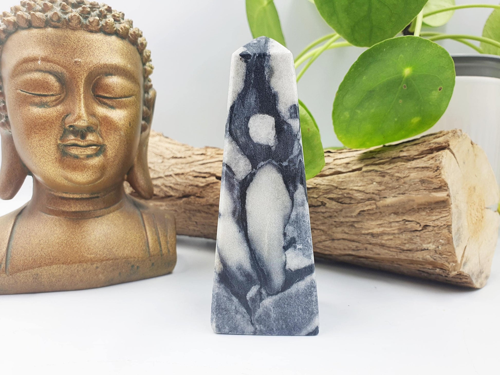 Shell Jasper Crystal Tower /Shell Obsidian Obelisk /Marbled Shell Jasper Point /Thousand Eye Tower - 291g