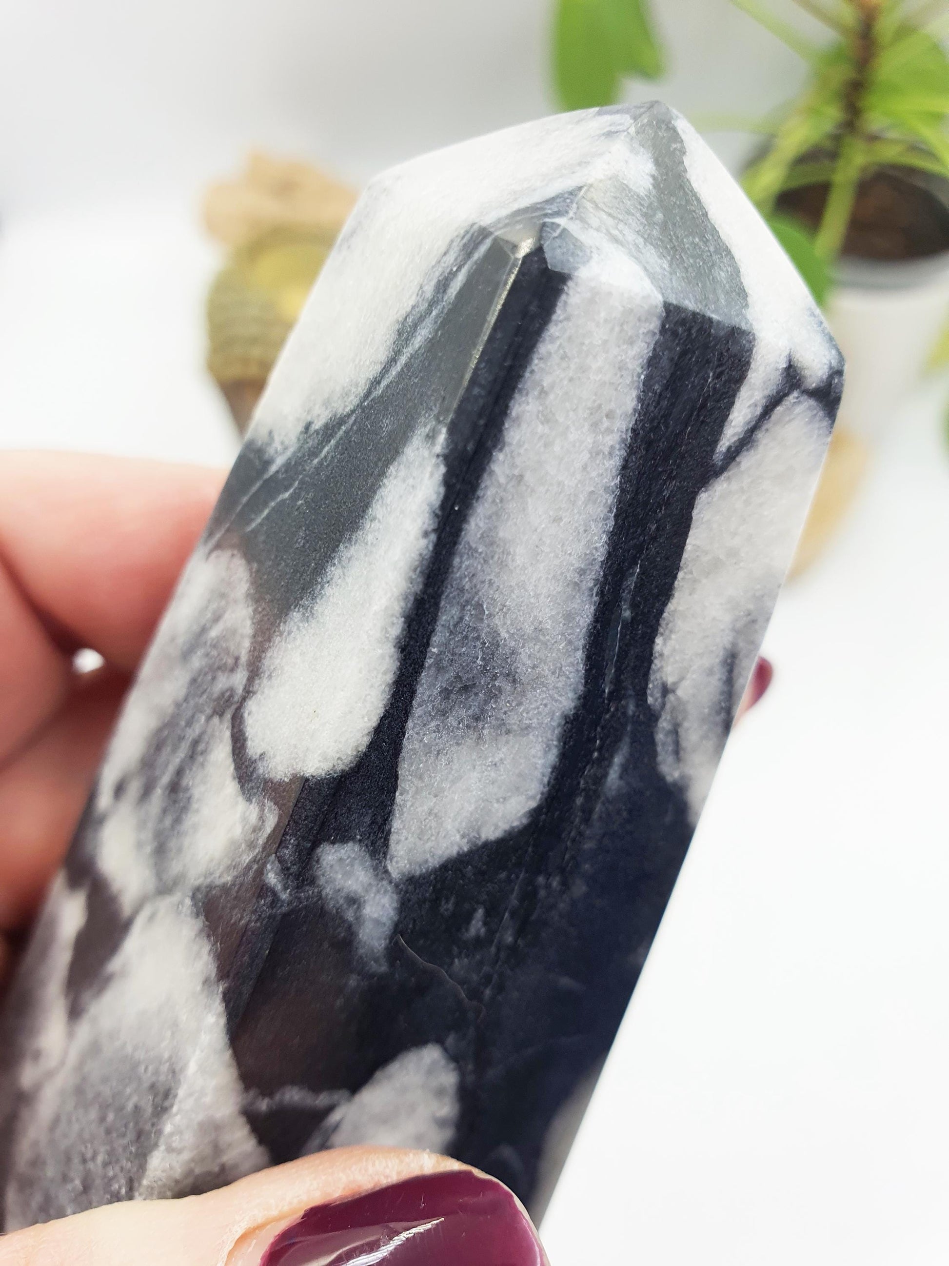 Shell Jasper Crystal Tower /Shell Obsidian Obelisk /Marbled Shell Jasper Point /Thousand Eye Tower - 291g