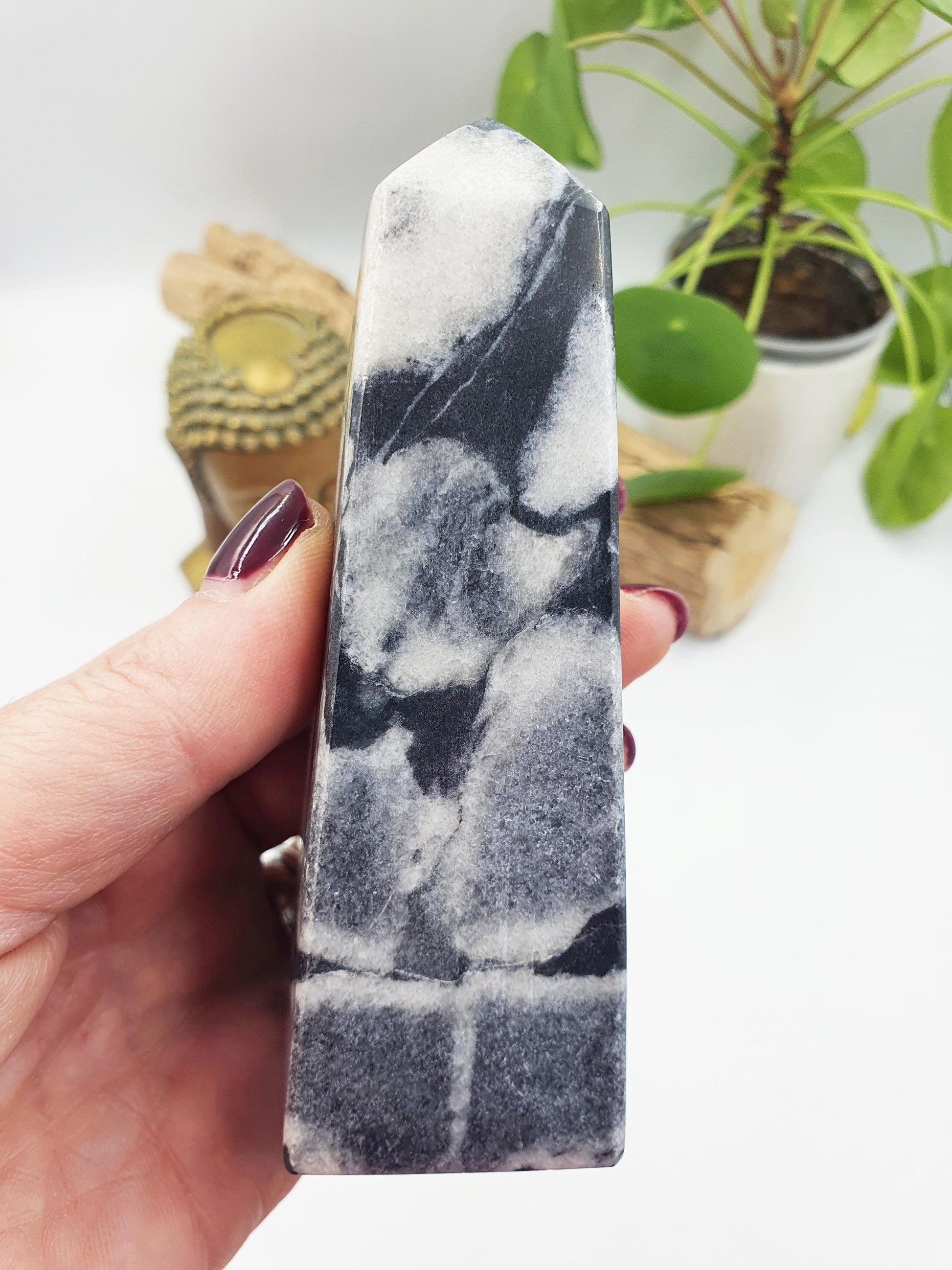 Shell Jasper Crystal Tower /Shell Obsidian Obelisk /Marbled Shell Jasper Point /Thousand Eye Tower - 291g