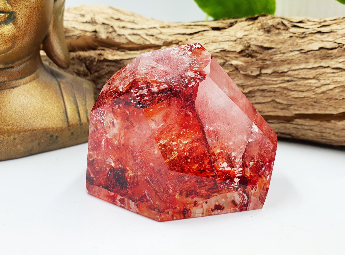 Large Madagascan Fire Quartz Freeform with Rainbows / Hematoid Quartz Freeform / Fire Quartz with Rainbows Chunk - 305g