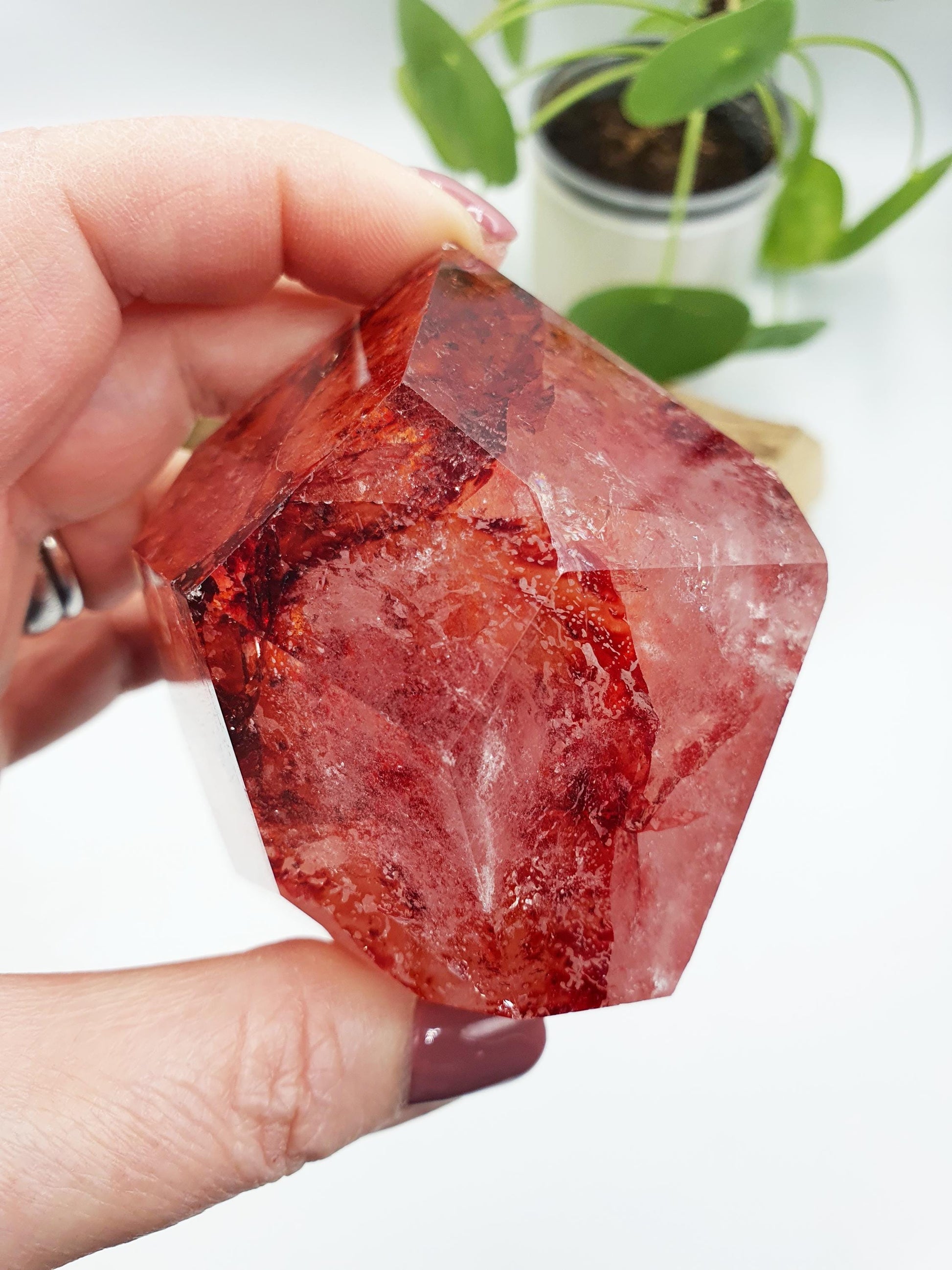 Large Madagascan Fire Quartz Freeform with Rainbows / Hematoid Quartz Freeform / Fire Quartz with Rainbows Chunk - 305g