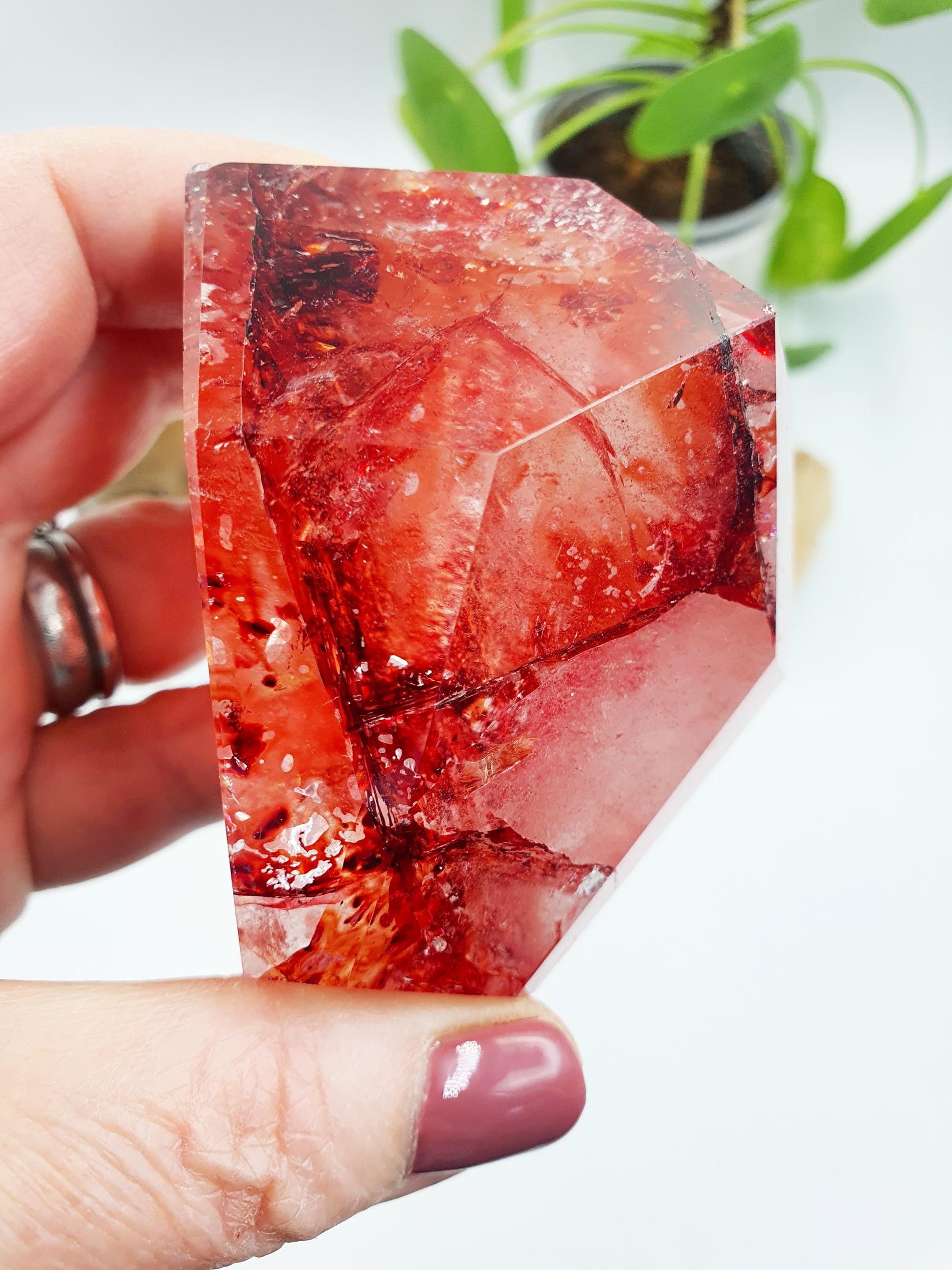 Large Madagascan Fire Quartz Freeform with Rainbows / Hematoid Quartz Freeform / Fire Quartz with Rainbows Chunk - 305g