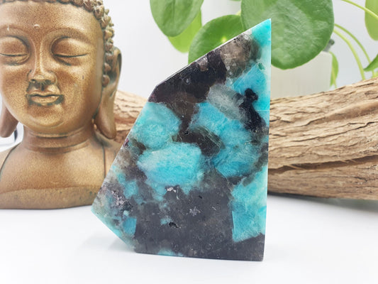 Flashy Amazonite and Smoky Quartz Slab