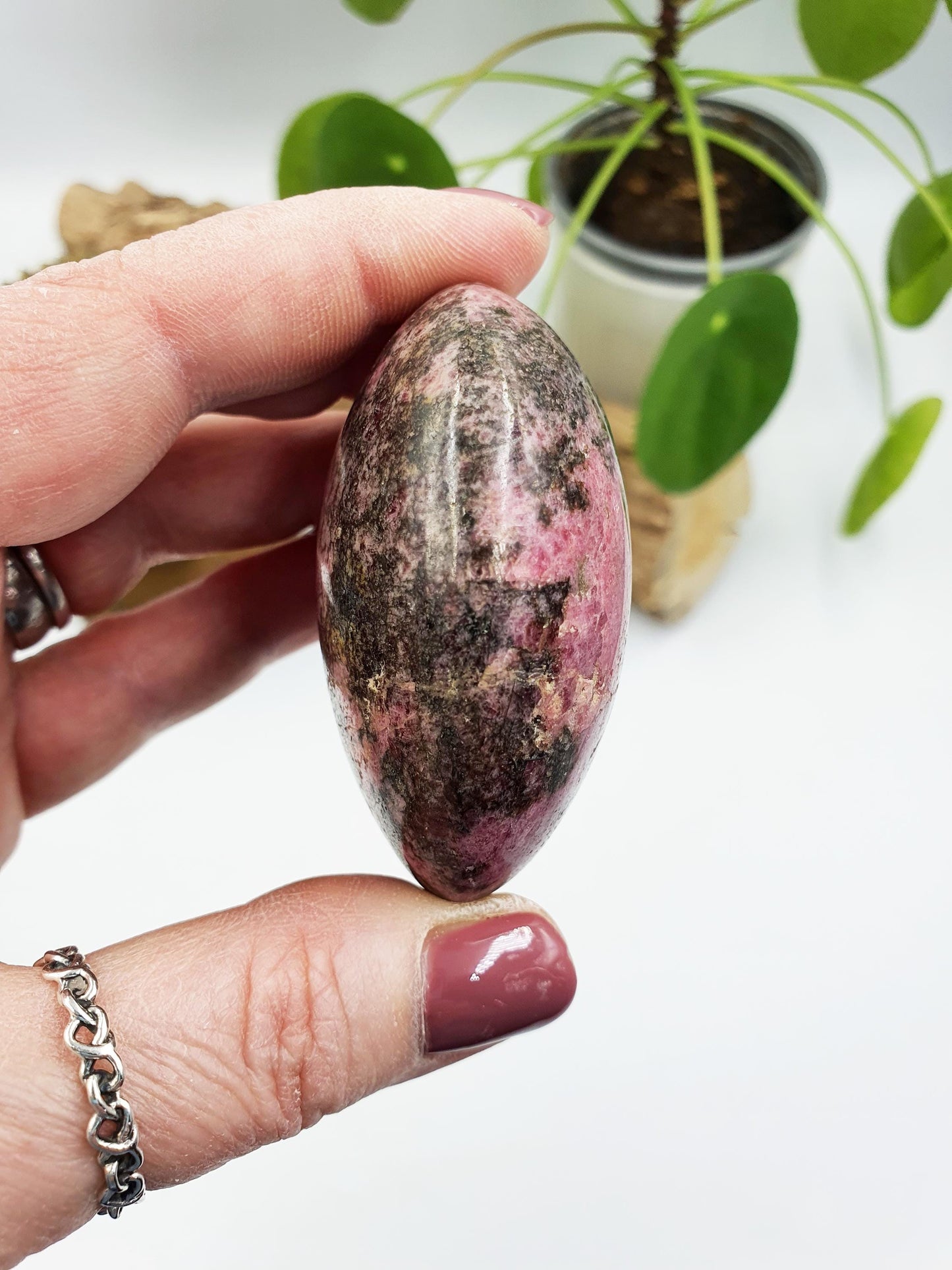 Large Rhodonite Palm Stone