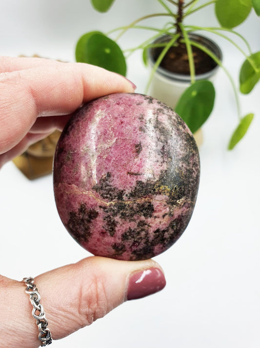 Large Rhodonite Palm Stone