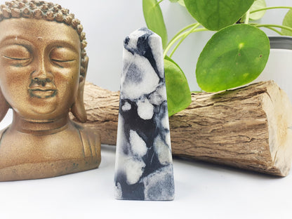 Shell Jasper Crystal Tower /Shell Obsidian Obelisk /Marbled Shell Jasper Point /Thousand Eye Tower - 291g