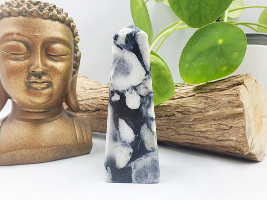 Shell Jasper Crystal Tower /Shell Obsidian Obelisk /Marbled Shell Jasper Point /Thousand Eye Tower - 291g