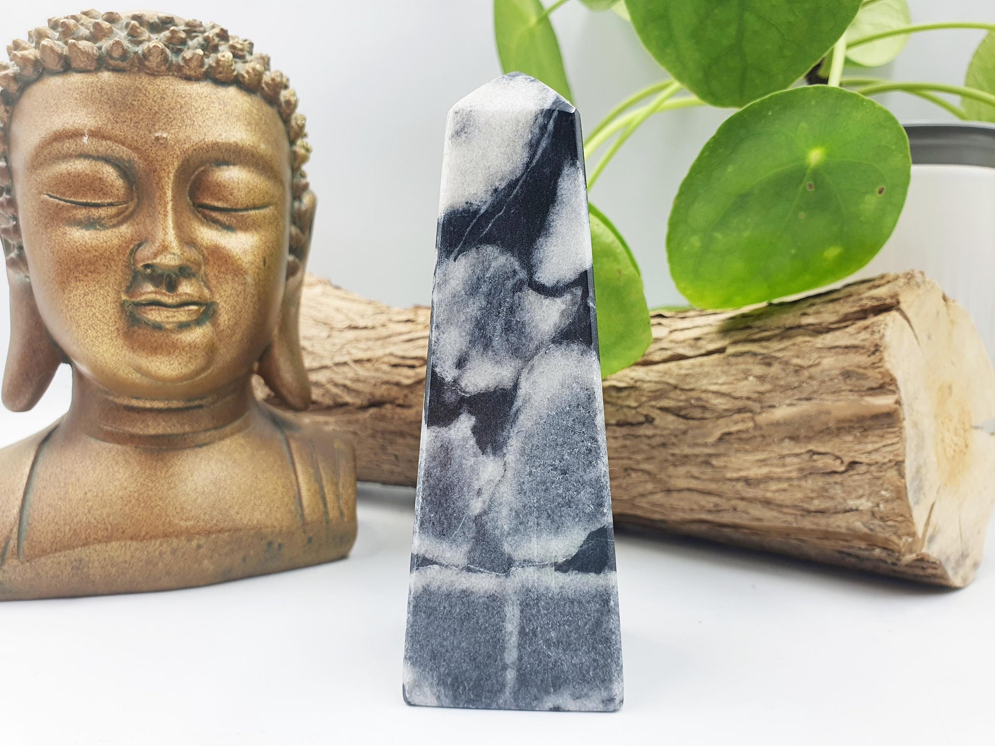 Shell Jasper Crystal Tower /Shell Obsidian Obelisk /Marbled Shell Jasper Point /Thousand Eye Tower - 291g