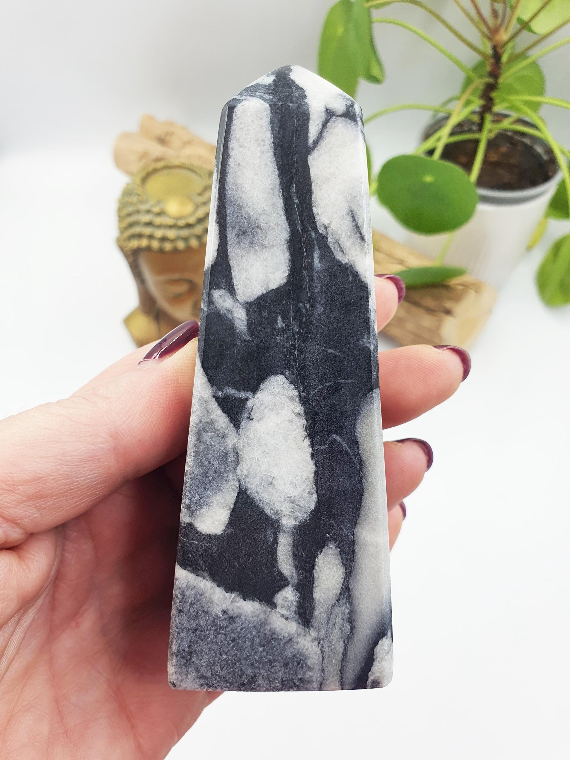 Shell Jasper Crystal Tower /Shell Obsidian Obelisk /Marbled Shell Jasper Point /Thousand Eye Tower - 291g
