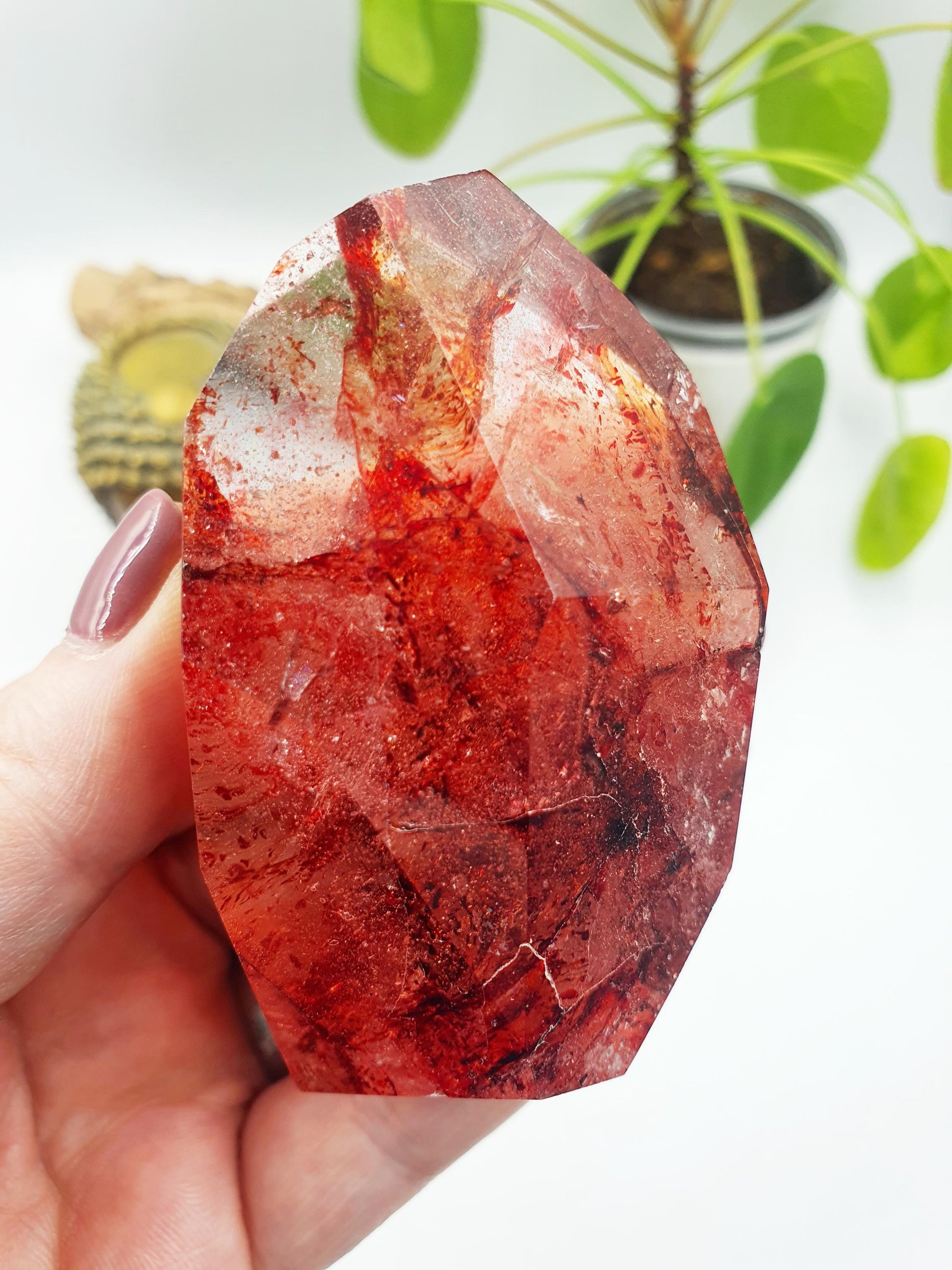 Beautiful Madagascan Fire Quartz Freeform with rainbows/ Hematoid Quartz Freeform / Fire Quartz with Rainbows Chunk - 175g