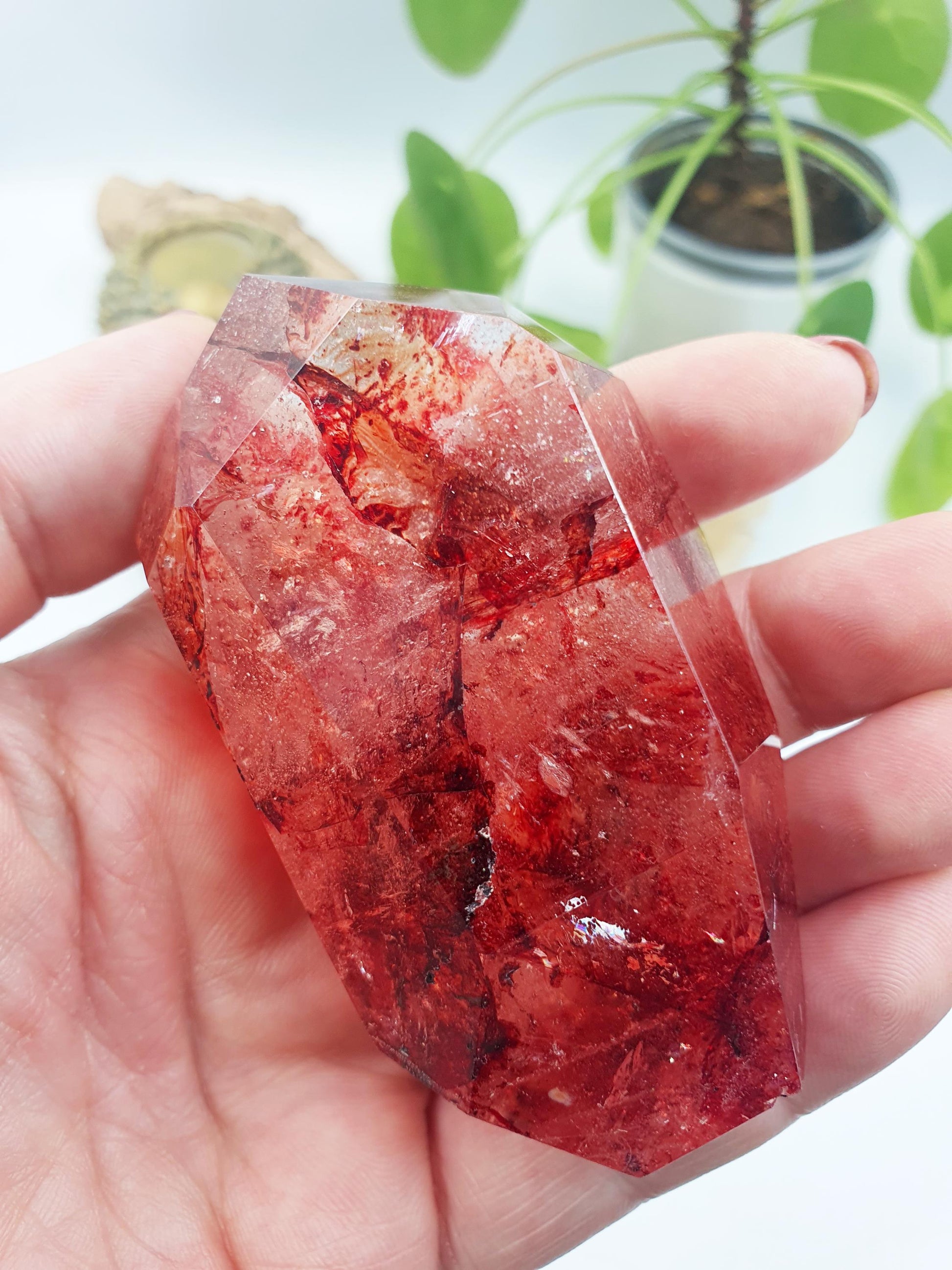 Beautiful Madagascan Fire Quartz Freeform with rainbows/ Hematoid Quartz Freeform / Fire Quartz with Rainbows Chunk - 175g