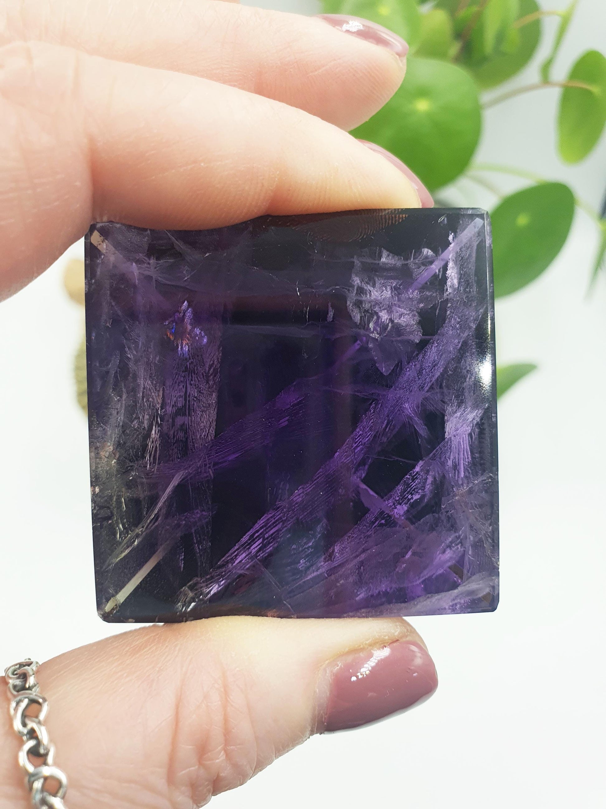 High Grade Amethyst Pyramid with lots of rainbows