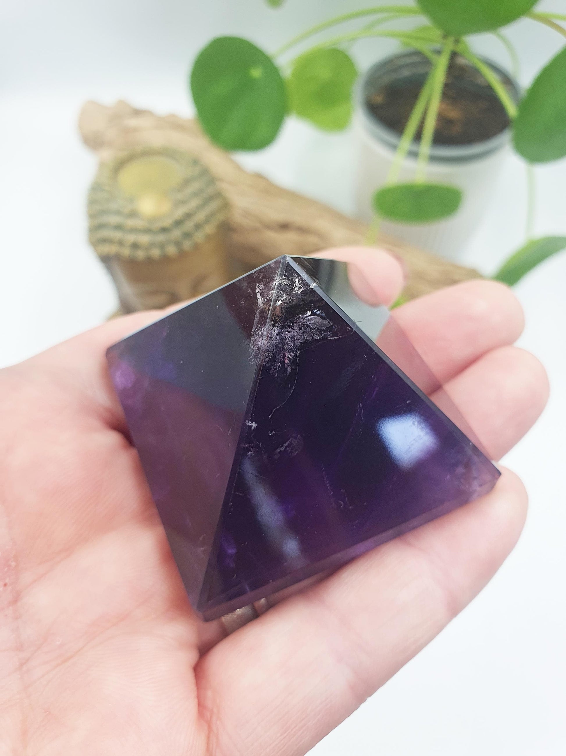 High Grade Amethyst Pyramid with lots of rainbows