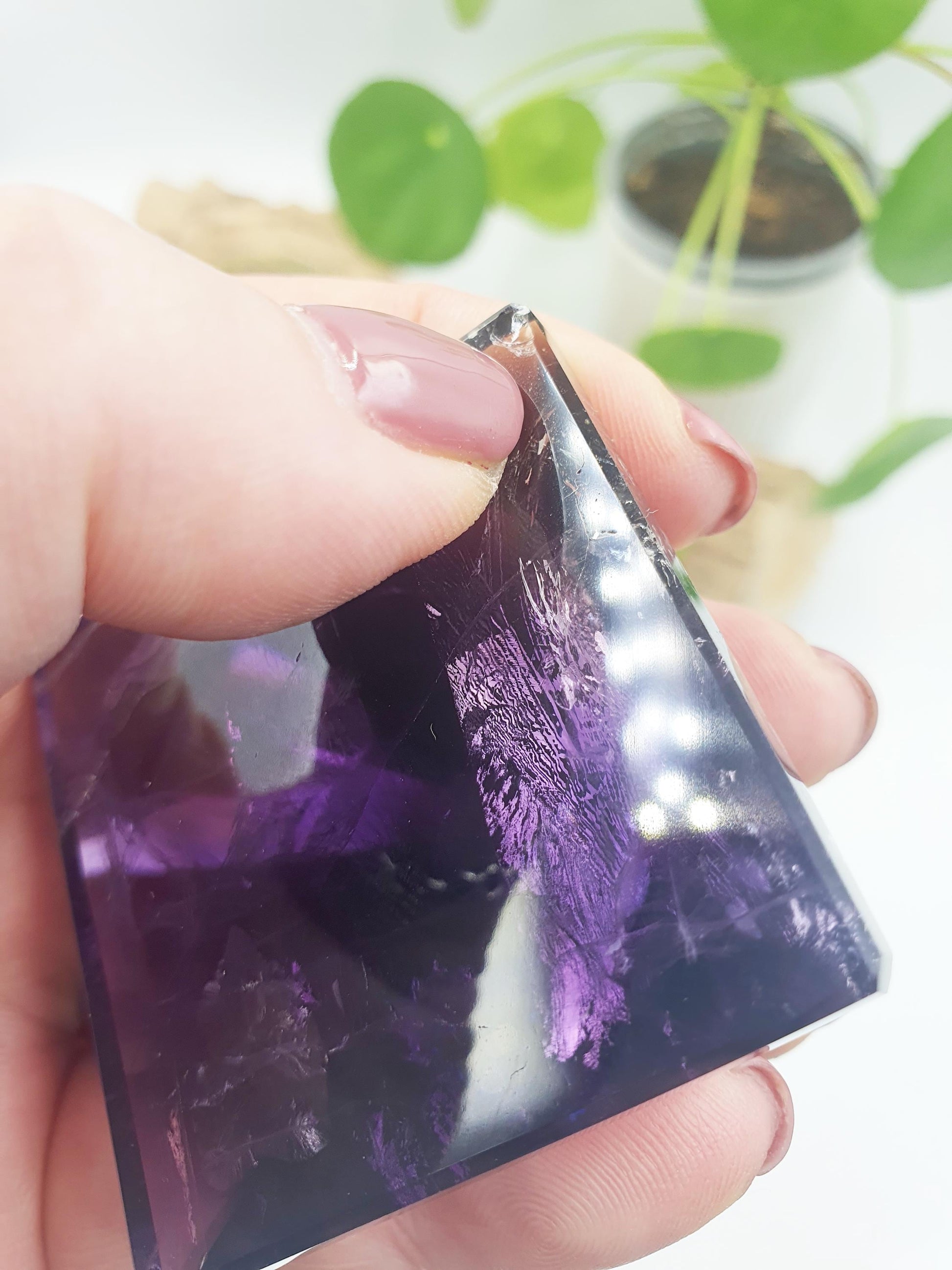 High Grade Amethyst Pyramid with lots of rainbows