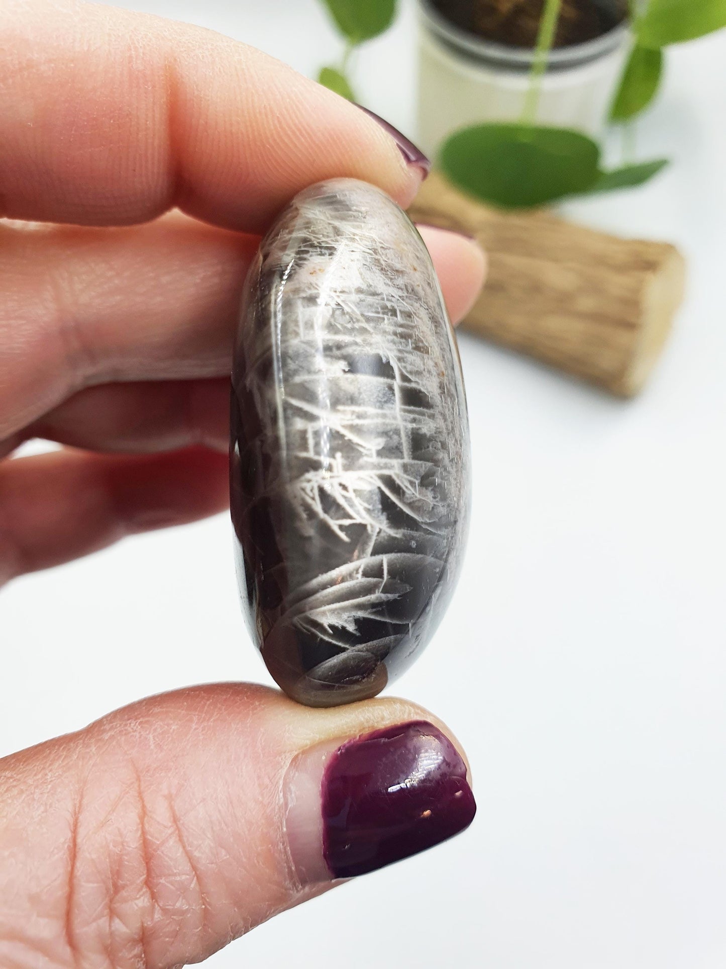 Flashy Moonstone Palm / Moonstone Palm Stone / Reiki Crystal Palm / Meditation Palm - 55g
