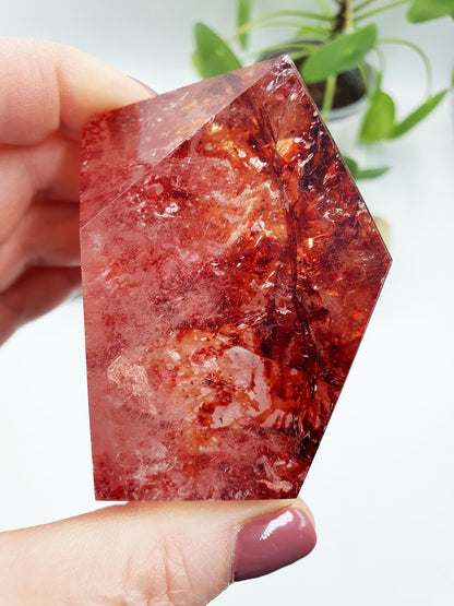 Large Madagascan Fire Quartz Freeform with Rainbows / Hematoid Quartz Freeform / Fire Quartz with Rainbows Chunk - 305g