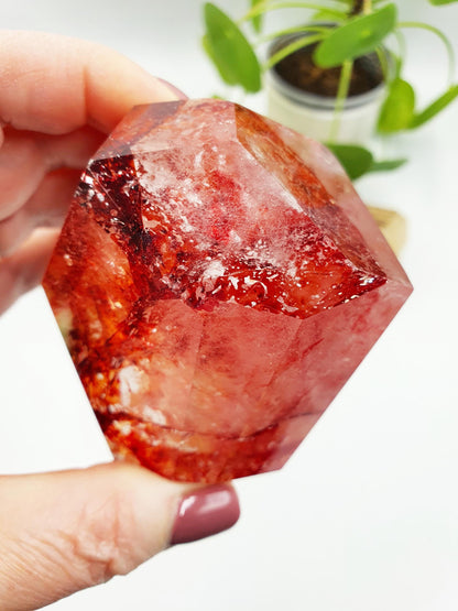 Large Madagascan Fire Quartz Freeform with Rainbows / Hematoid Quartz Freeform / Fire Quartz with Rainbows Chunk - 305g