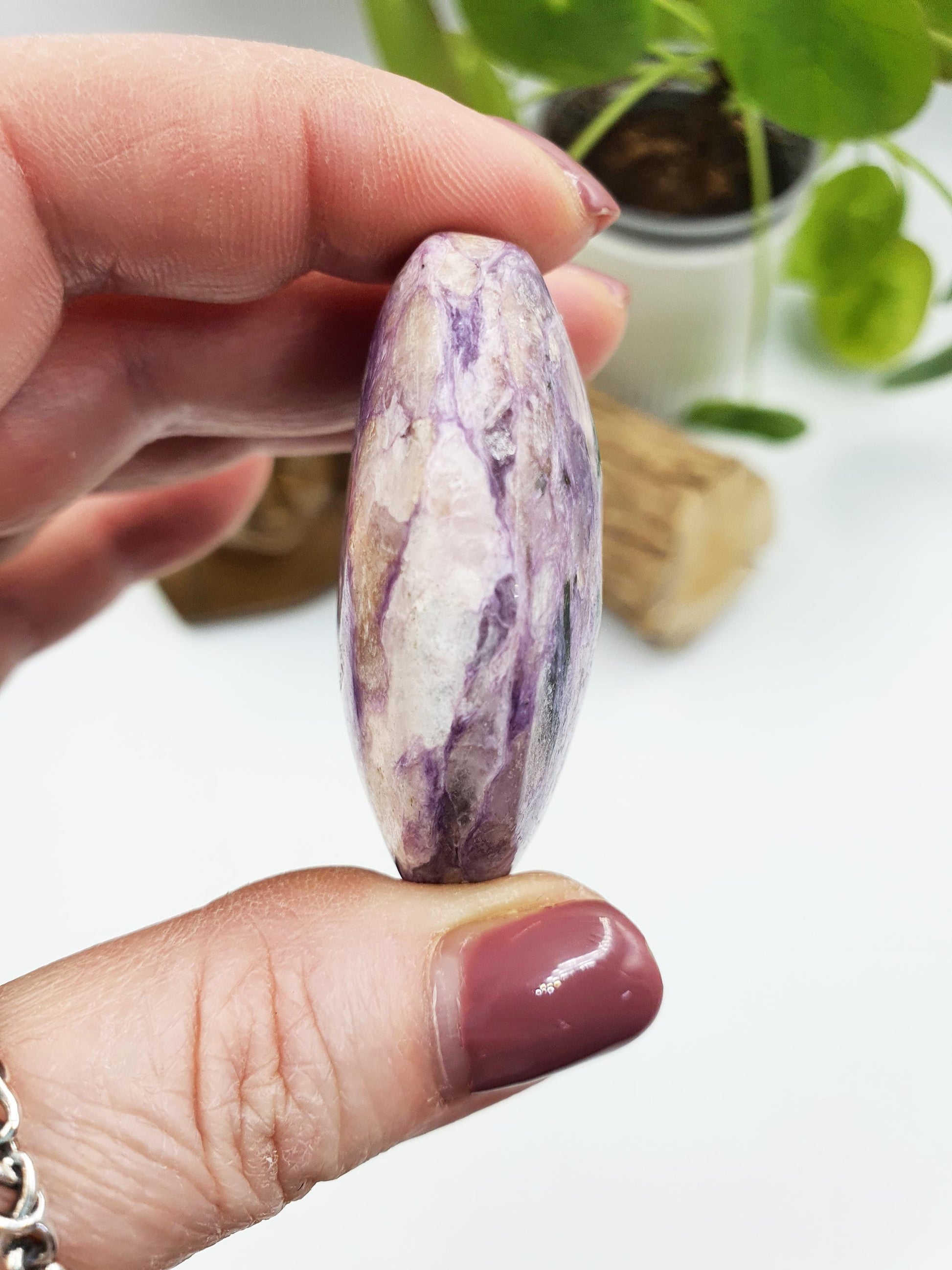 Stunning Unique Charoite Palm / Flashy Charoite Palm Stone / Meditation Palm / Pocket Crystal / Collectors Palm - 60g