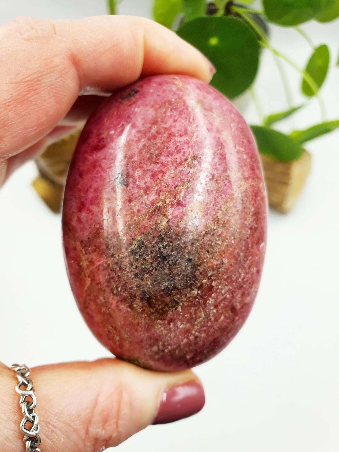 Large Rhodonite Palm Stone