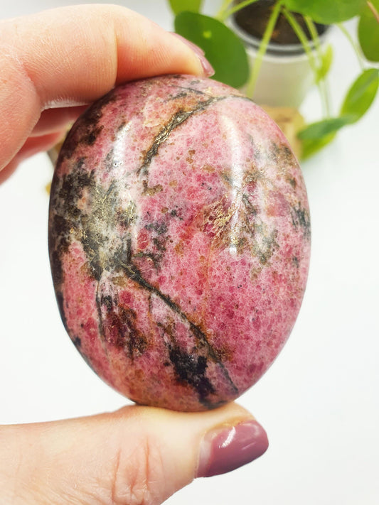 Large Rhodonite Palm Stone