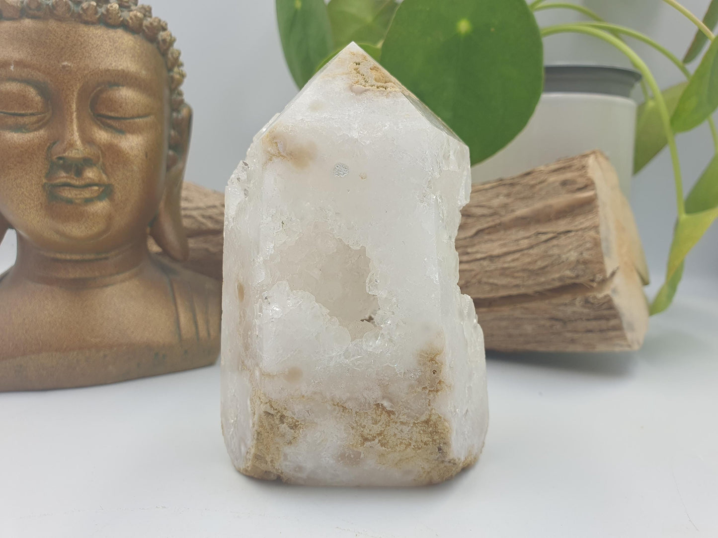 Beauriful Large White Agate Drusy Tower