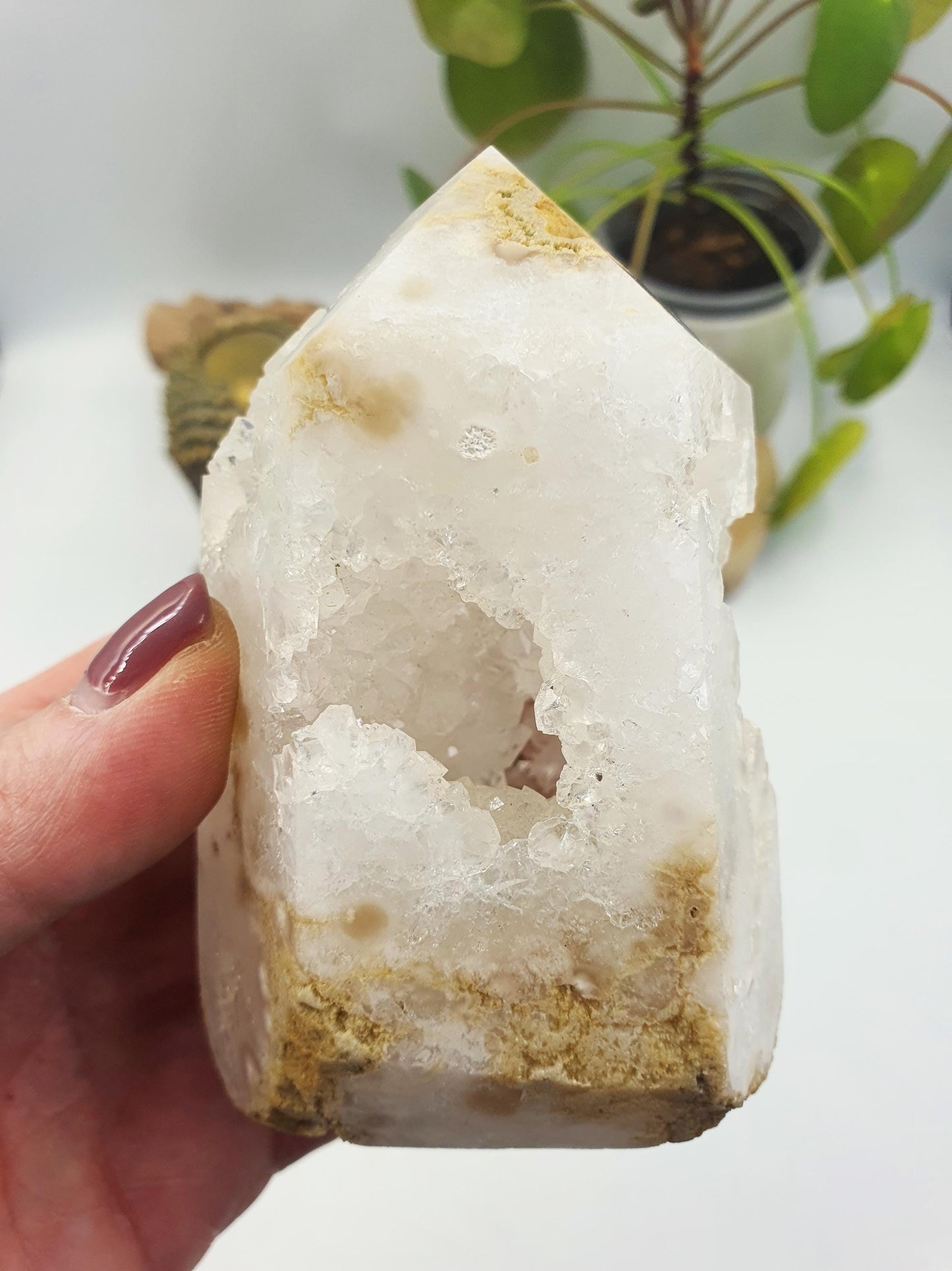 Beauriful Large White Agate Drusy Tower
