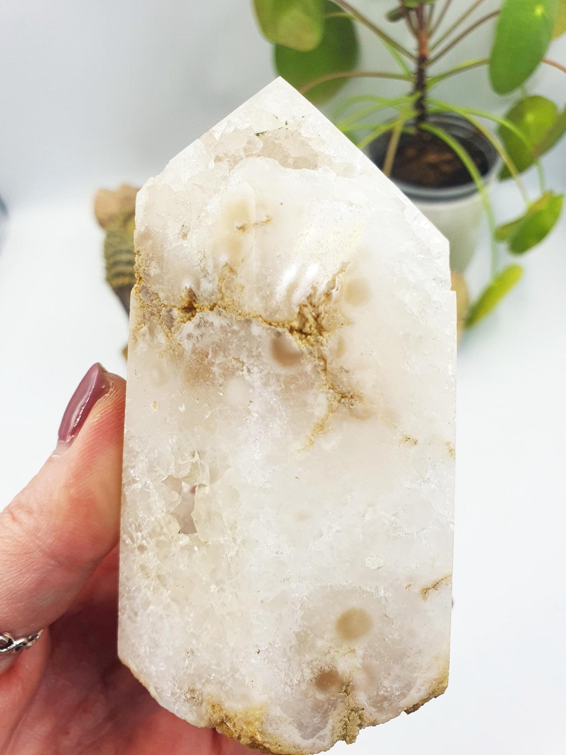 Beauriful Large White Agate Drusy Tower