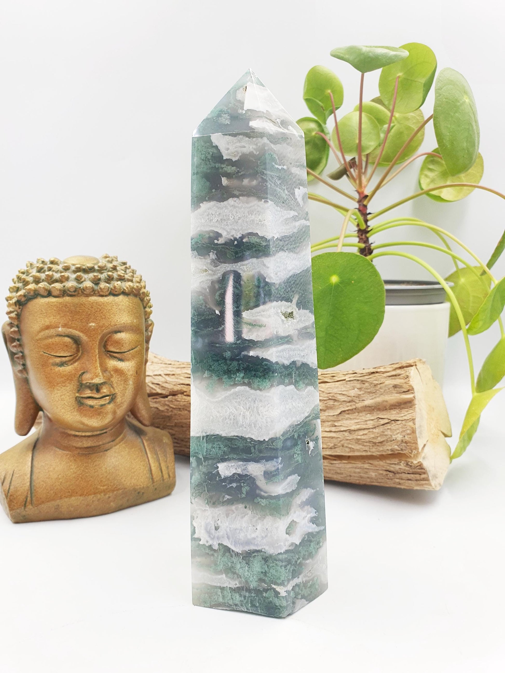 Large Moss Agate Drusy Tower