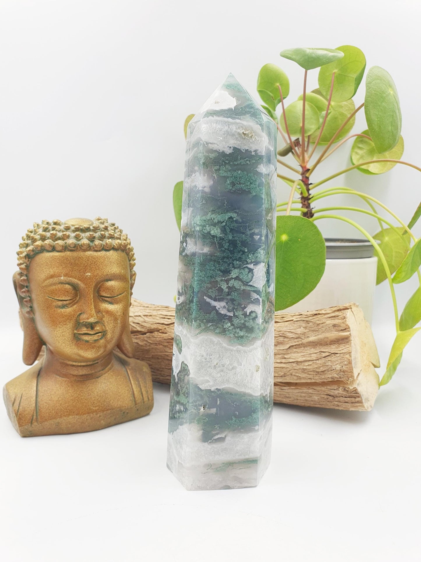 Large Moss Agate Drusy Tower