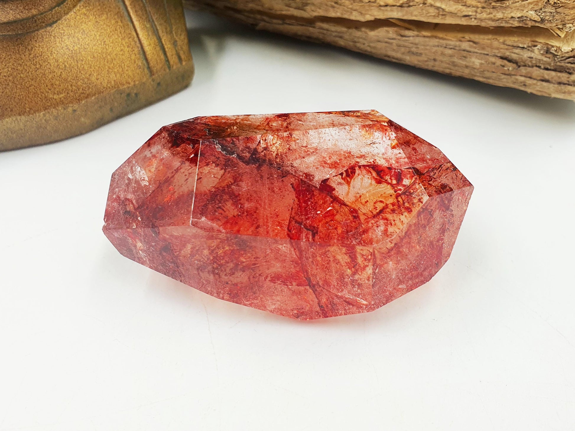 Beautiful Madagascan Fire Quartz Freeform with rainbows/ Hematoid Quartz Freeform / Fire Quartz with Rainbows Chunk - 175g