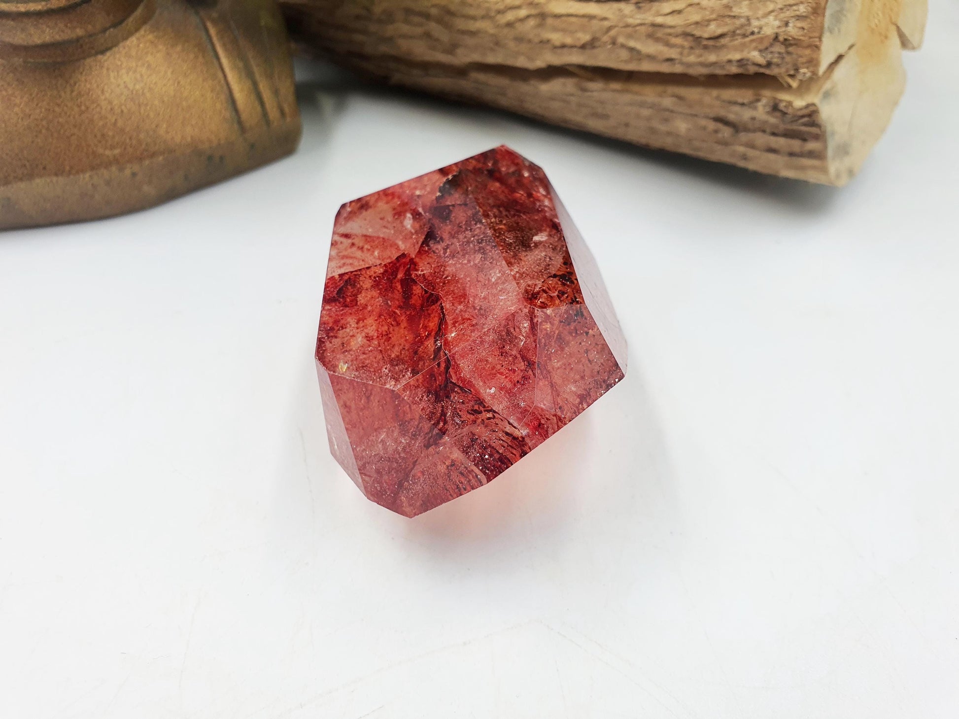Beautiful Madagascan Fire Quartz Freeform with rainbows/ Hematoid Quartz Freeform / Fire Quartz with Rainbows Chunk - 175g
