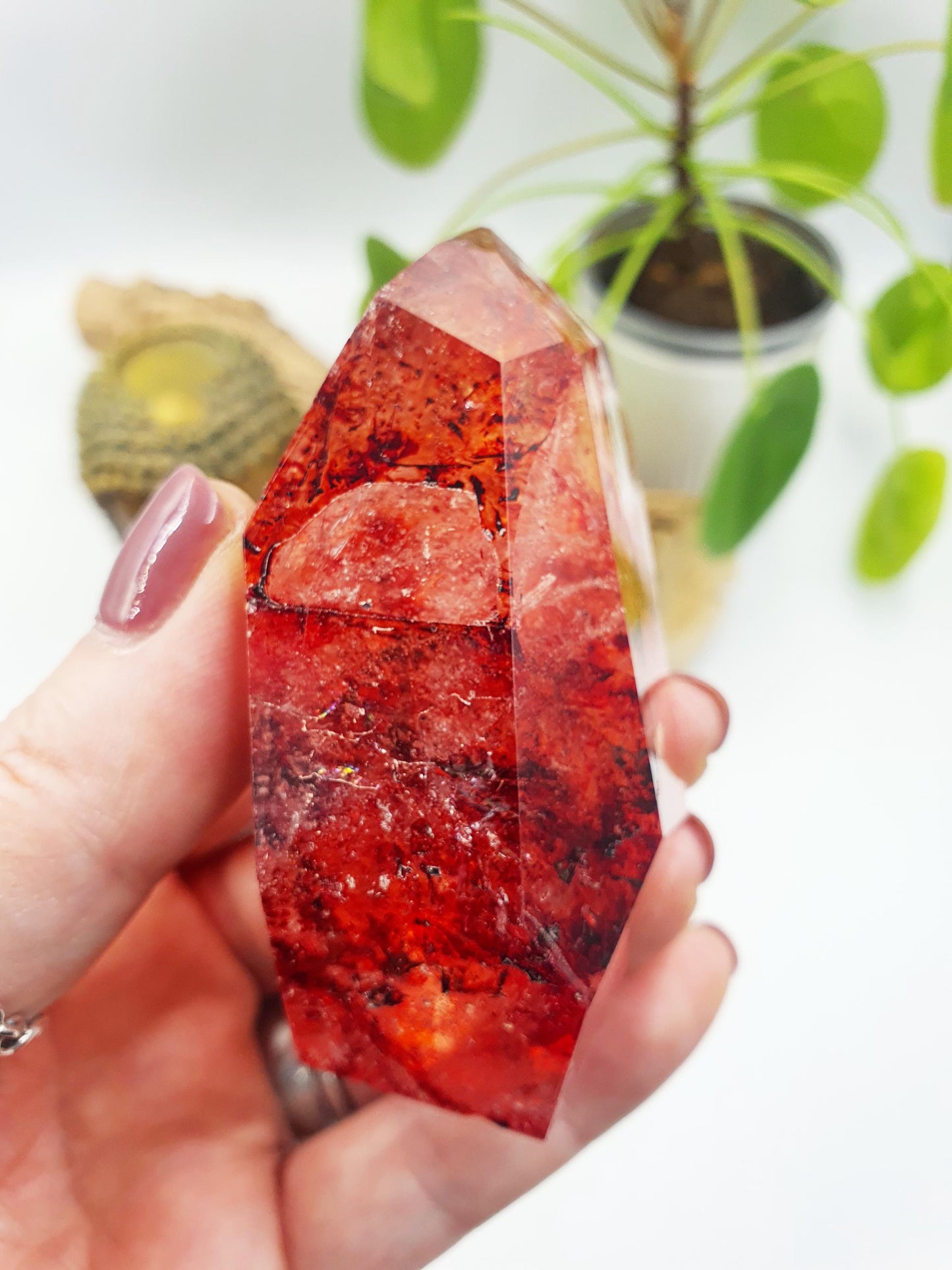 Beautiful Madagascan Fire Quartz Freeform with rainbows/ Hematoid Quartz Freeform / Fire Quartz with Rainbows Chunk - 175g
