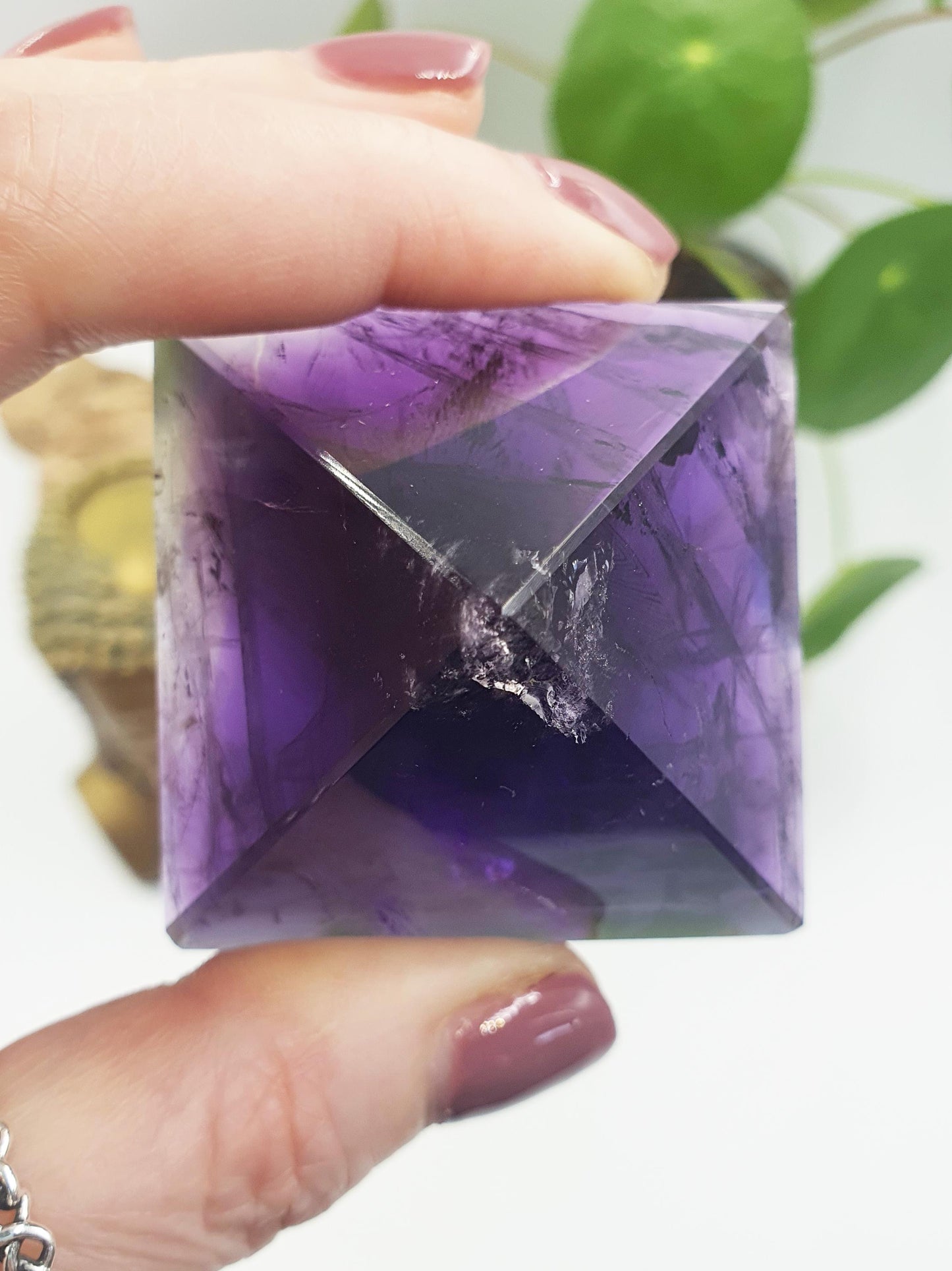 High Grade Amethyst Pyramid with lots of rainbows