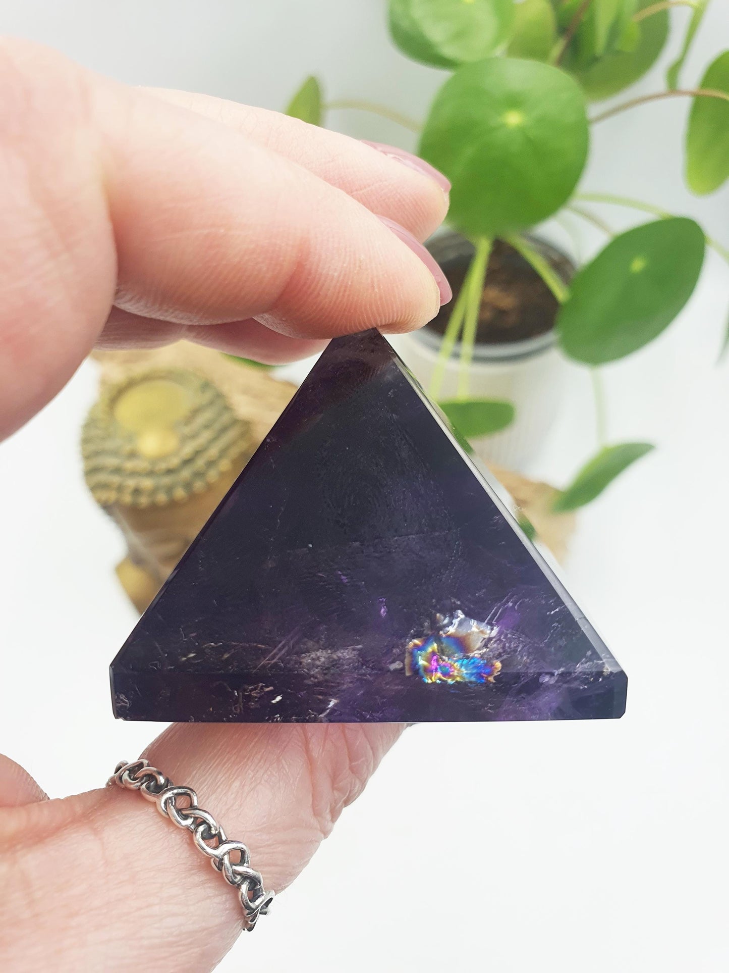 High Grade Amethyst Pyramid with lots of rainbows