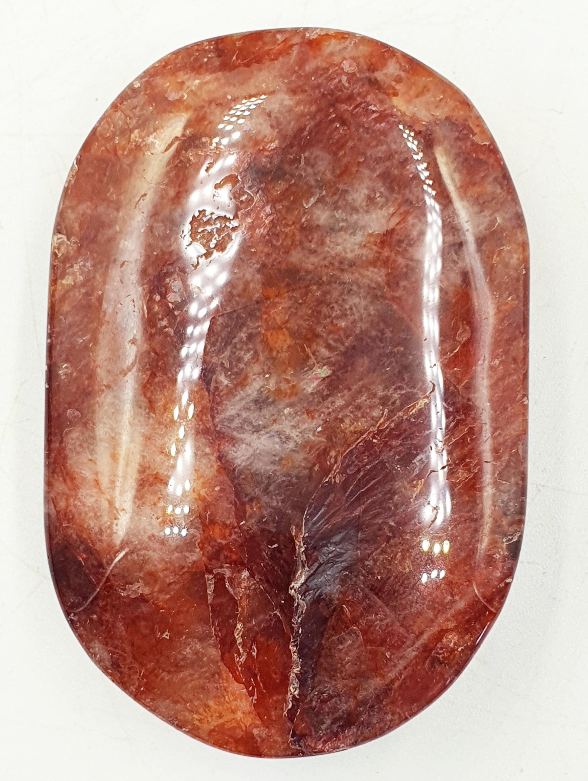 Large Fire Quartz Palm / Hematoid Quartz Palm / Healing Palm Stone / Meditation Palm- 105g