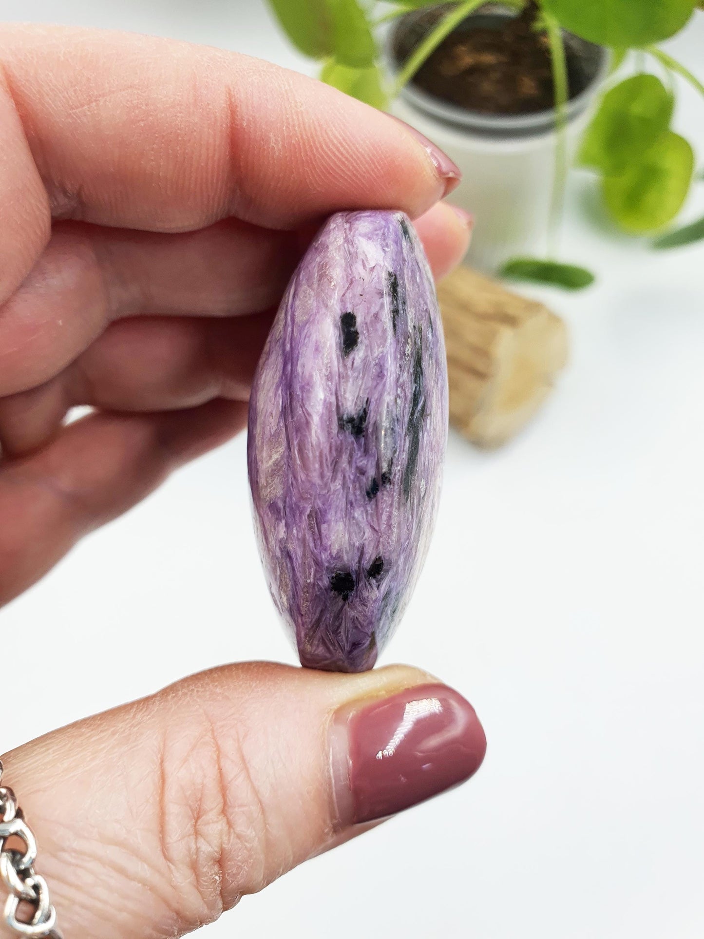 Stunning Unique Charoite Palm / Flashy Charoite Palm Stone / Meditation Palm / Pocket Crystal / Collectors Palm - 60g