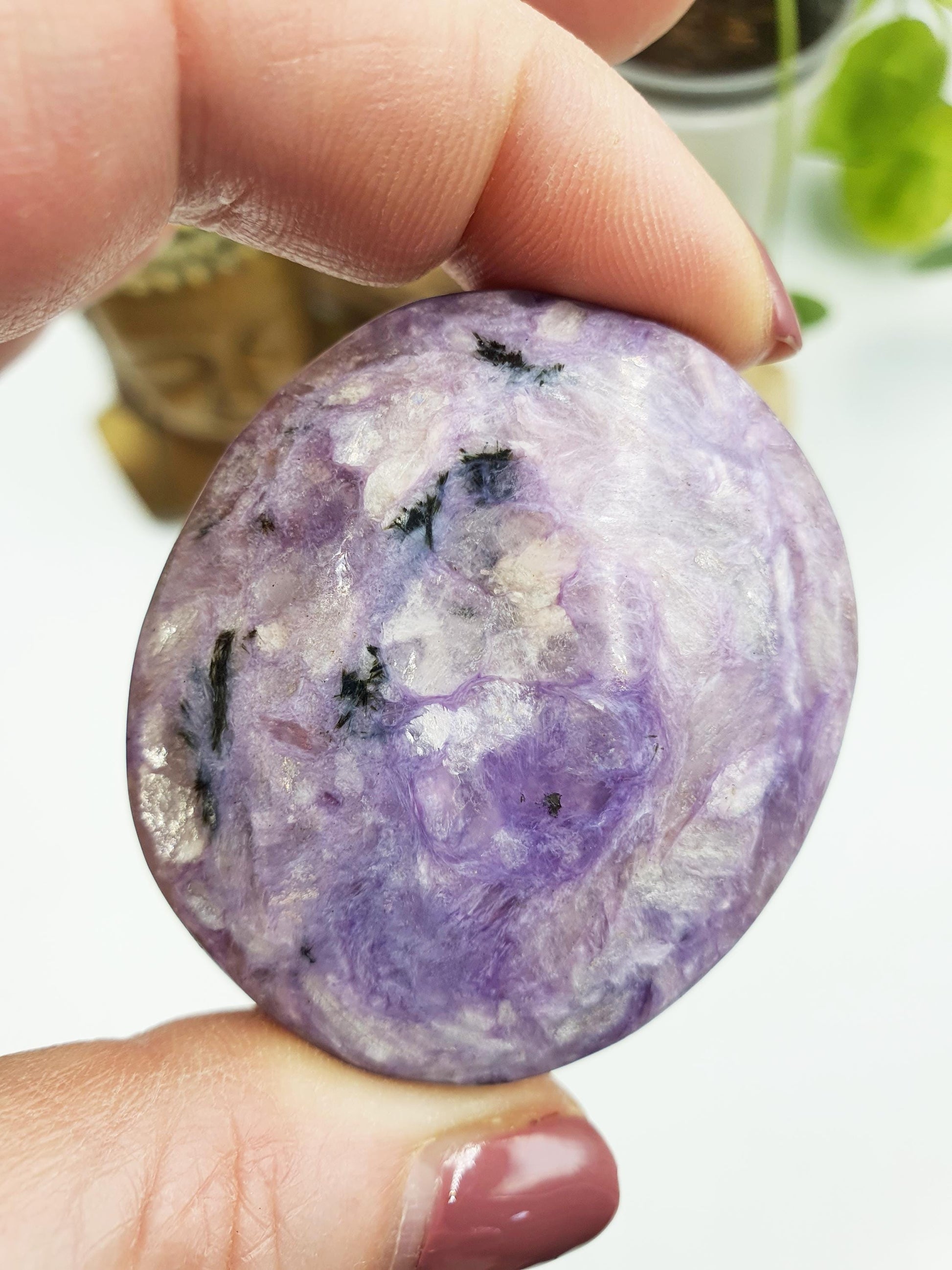 Stunning Unique Charoite Palm / Flashy Charoite Palm Stone / Meditation Palm / Pocket Crystal / Collectors Palm - 60g