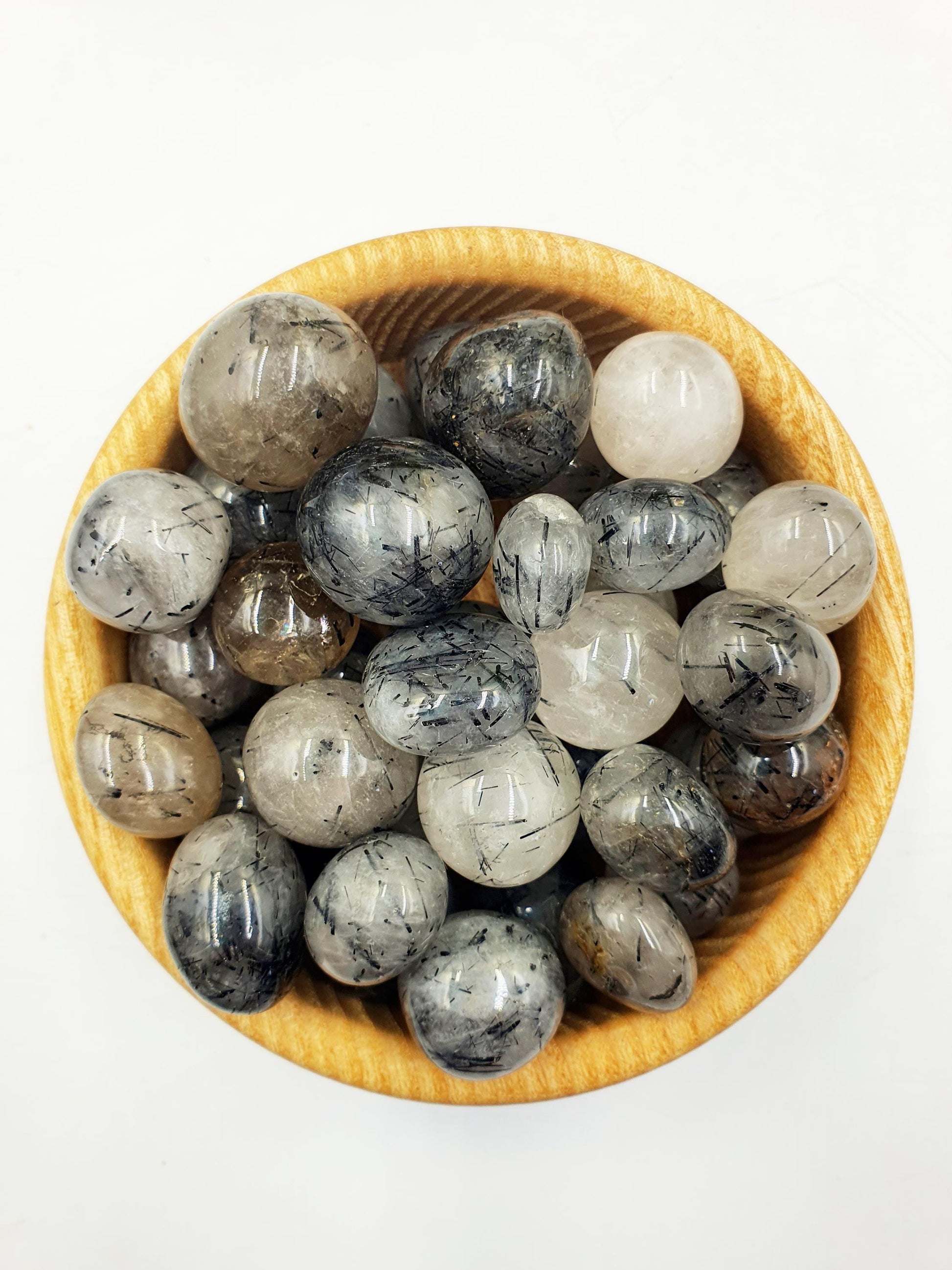Black Tourmaline Rutile Quartz Tumbles