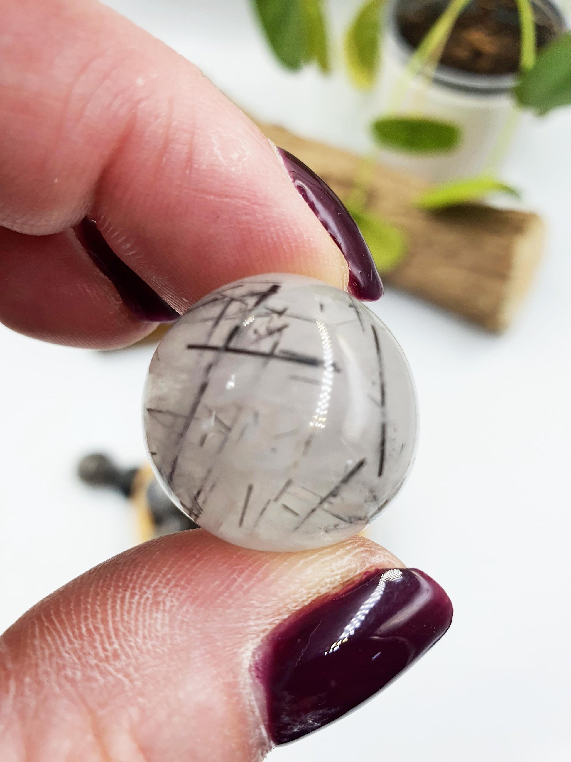 Black Tourmaline Rutile Quartz Tumbles