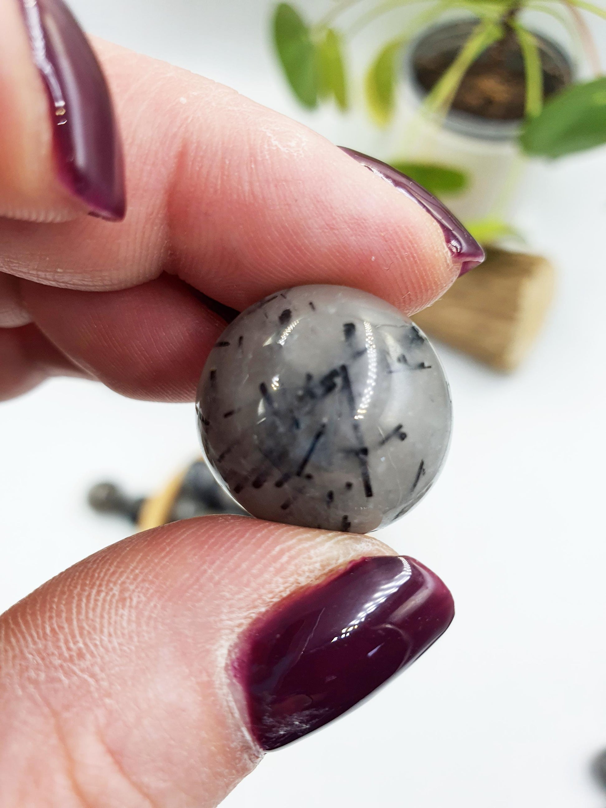 Black Tourmaline Rutile Quartz Tumbles