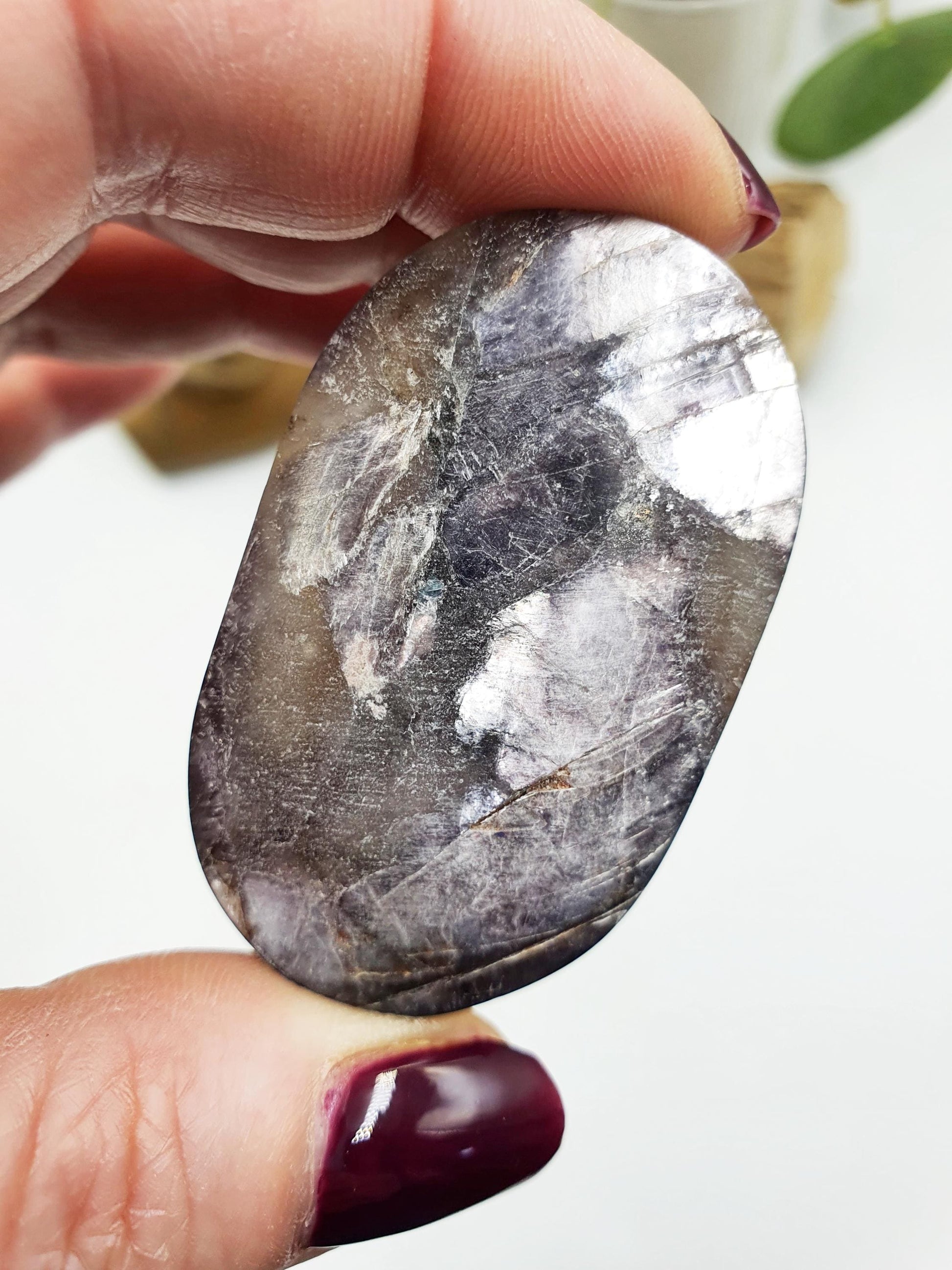 Purple Mica Palm / Purple Mica Palm Stone / Lepidolite Palm / Pocket Crystal / Meditation Palm - 40g