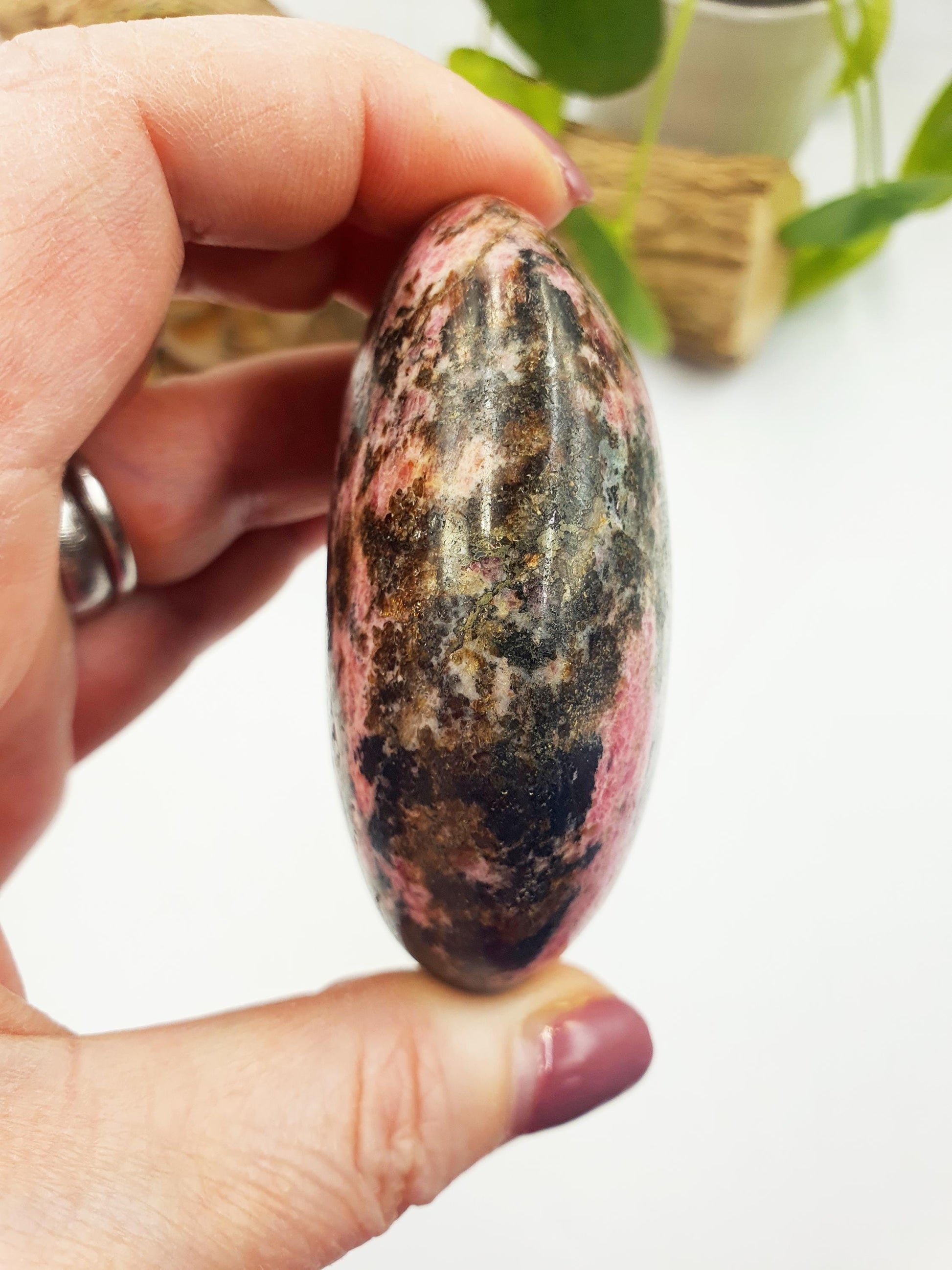 Large Rhodonite Palm Stone