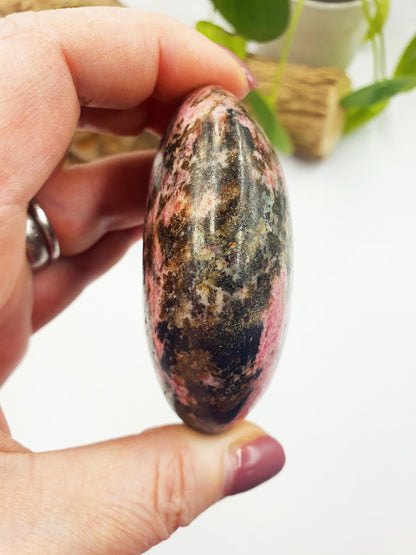 Large Rhodonite Palm Stone