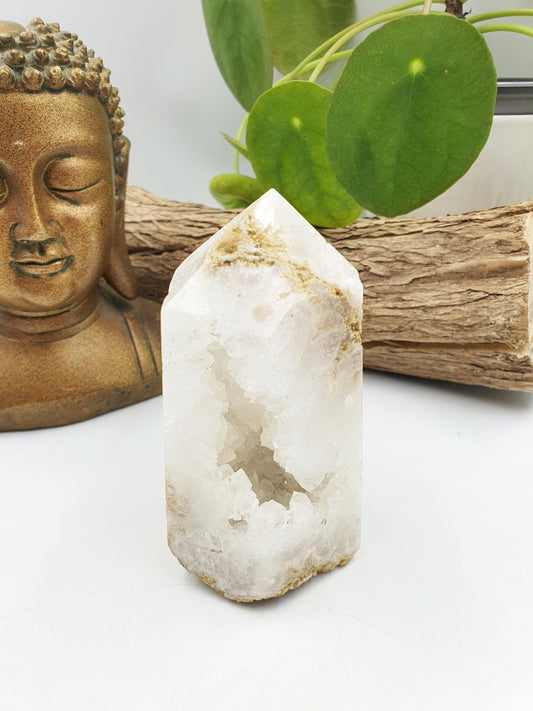 Beauriful Large White Agate Drusy Tower