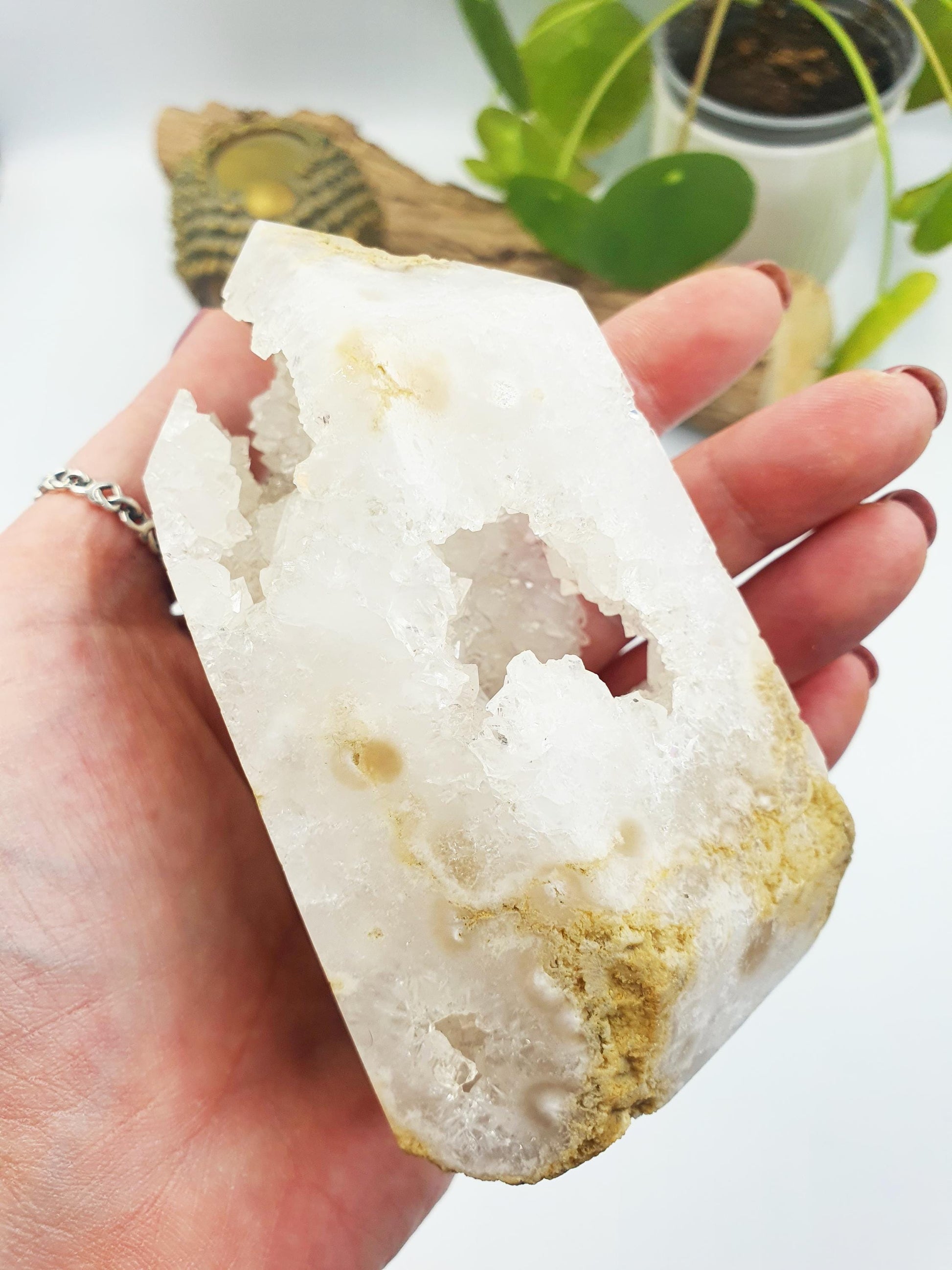 Beauriful Large White Agate Drusy Tower