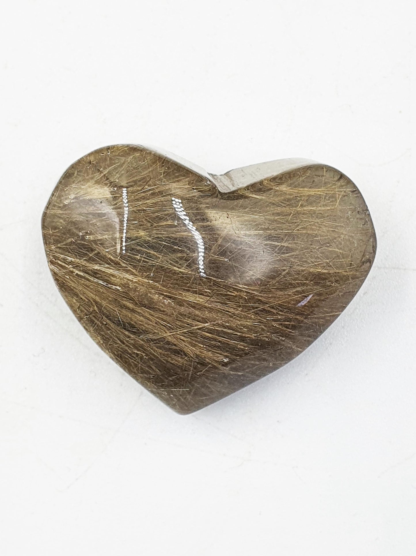 Golden Rutilated Quartz Puff Heart